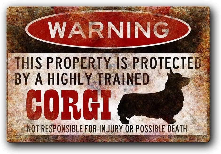 Retro Gaming Bar - DAOLEG Warning Corgi Metal Plaque Tin