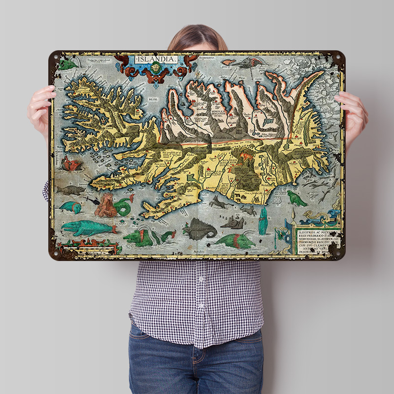 Retro Gaming Bar - Map of Iceland Metal Poster Custom