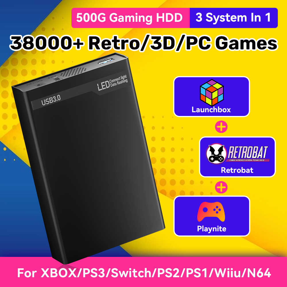 Retro Gaming Xbox - Mix500G Portable Game Hard Drive For