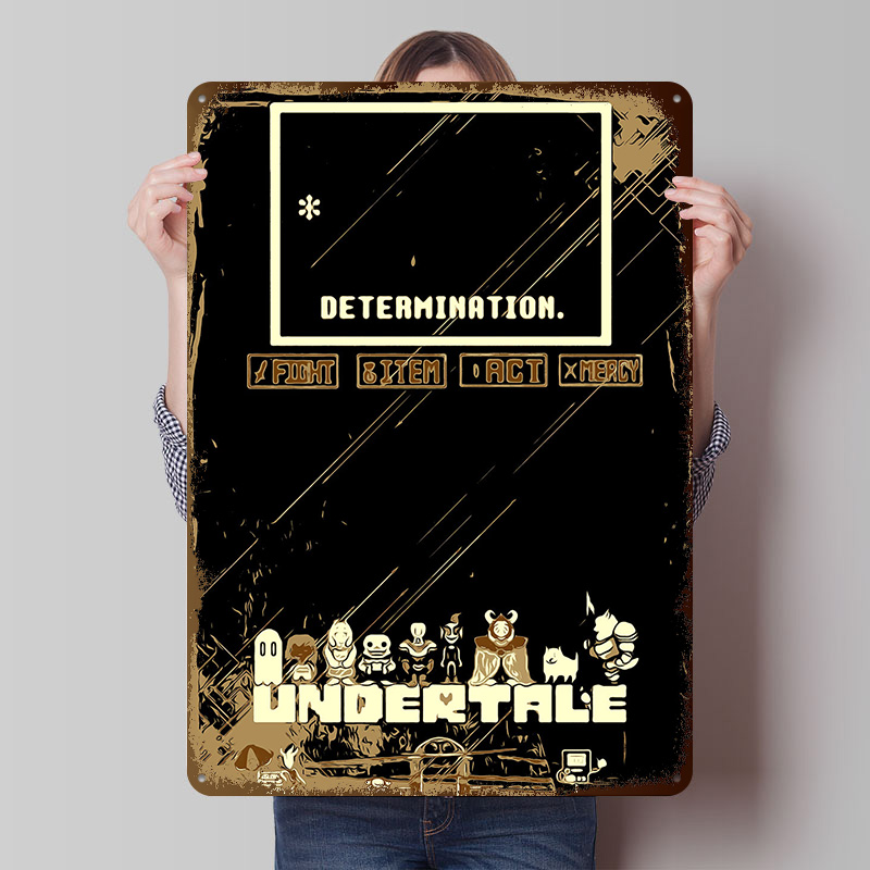 Retro Gaming Bar - Undertale Metal Poster Custom Wall Art