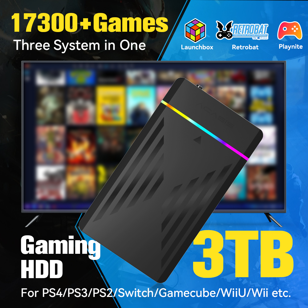 Retro Gaming Tablet - 3TB Portable Gaming HDD LaunchBox/Retrobat/Playnite Retro