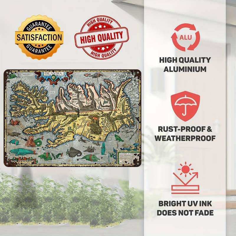 Map of Iceland Metal Poster Cu - огляд і ціна Retro Gaming Bar