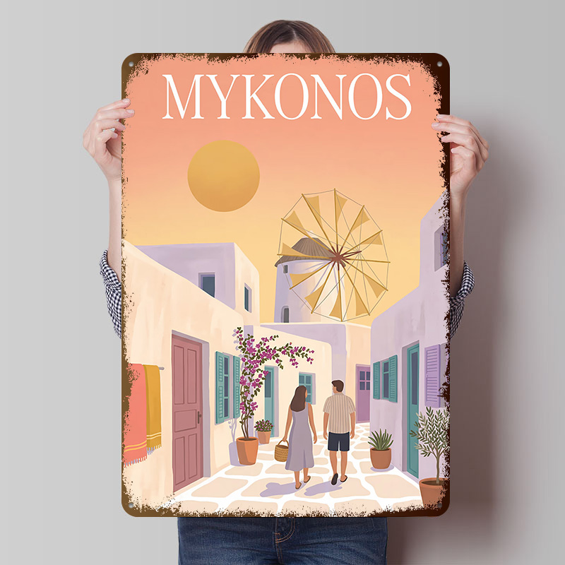 Mykonos Greece Metal Poster Cu - огляд і ціна Retro Gaming Bar