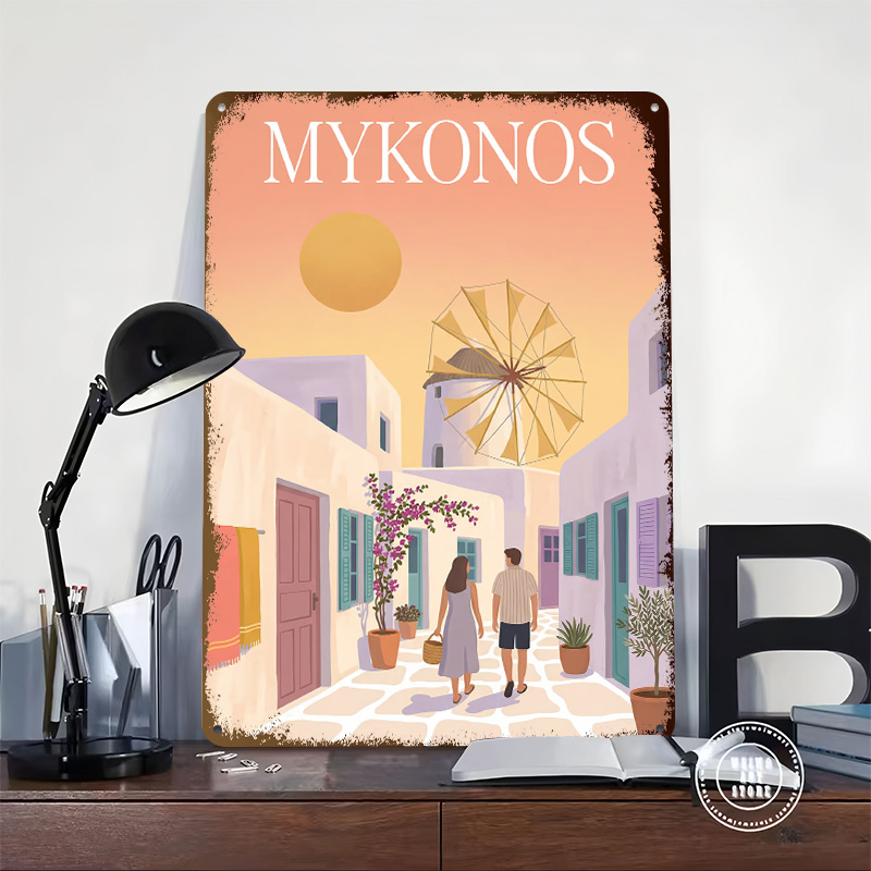 Mykonos Greece Metal Poster Cu - огляд і ціна Retro Gaming Bar