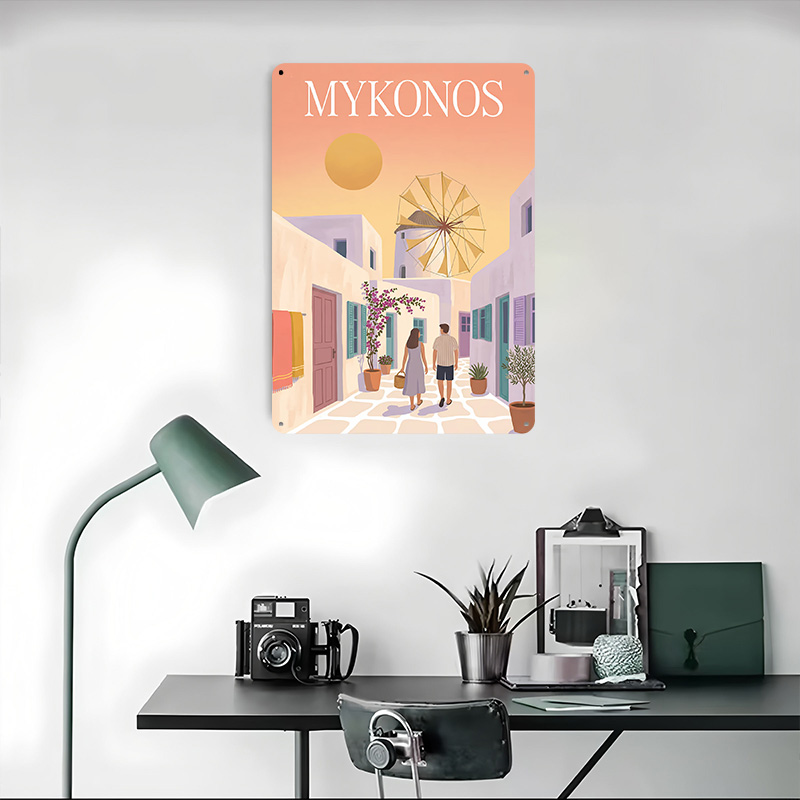 Mykonos Greece Metal Poster Cu - огляд і ціна Retro Gaming Bar