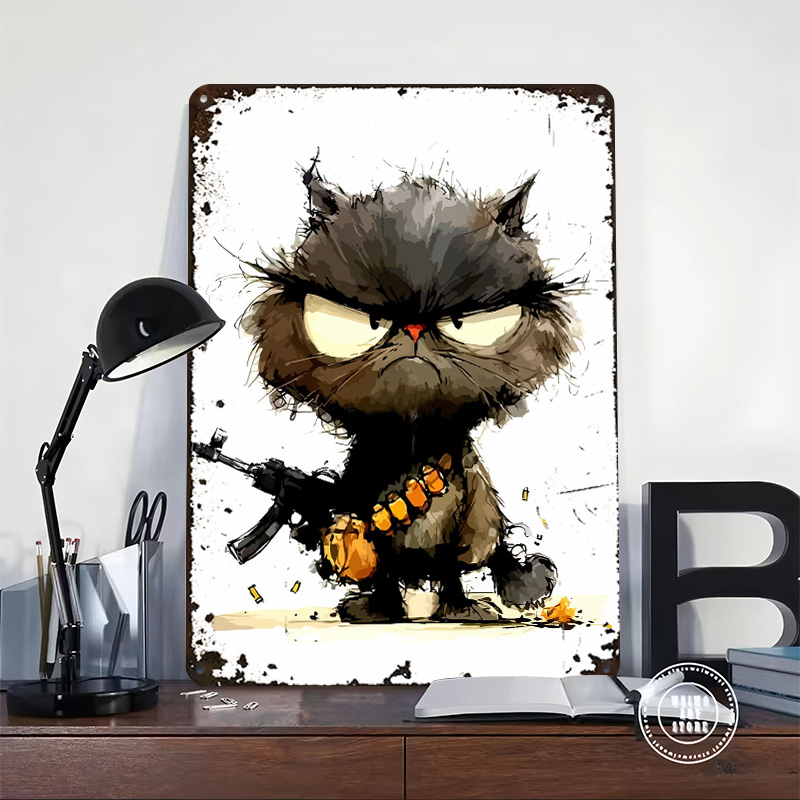 Cat With Gun Printed Poster Cu - огляд і ціна Retro Gaming Gun